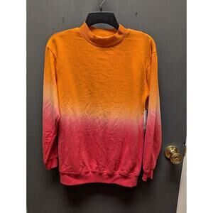 BP. Red Orange Dip Dye Ombre Size XS New Sweatshirt Long Sleeve mock neck